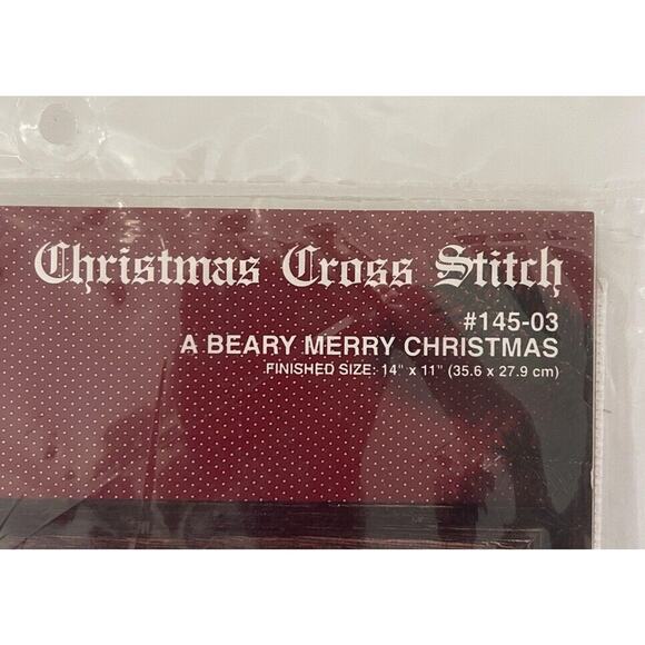 Vtg Janlynn A Beary Merry Christmas Counted Cross Stitch Kit Bears 1983 Sealed - Picture 5 of 5